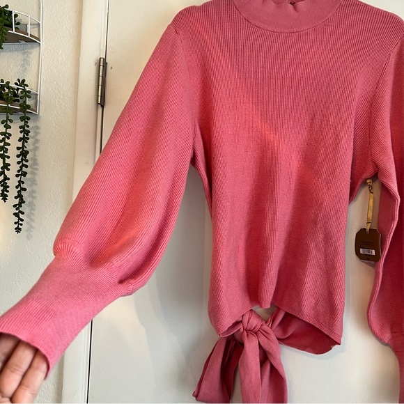 Ryegrass Pink Mock Neck Back Tie Pullover Sweater (Size XXL) NWT - Picture 4 of 12